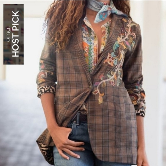 Johnny Was Jackets & Blazers - RARE Johnny Was Pramila Embroidered Blazer M